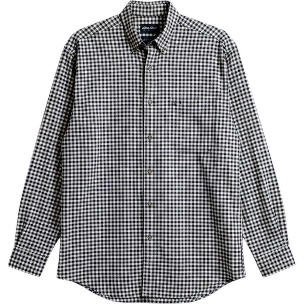 Eddie Bauer Mens Button Down Shirt Blue White Gingham Check Cotton Large 0188